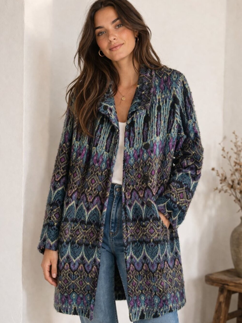 Diane Von Furstenberg Pita Wool Long Sweater Coat Gossip Girl S